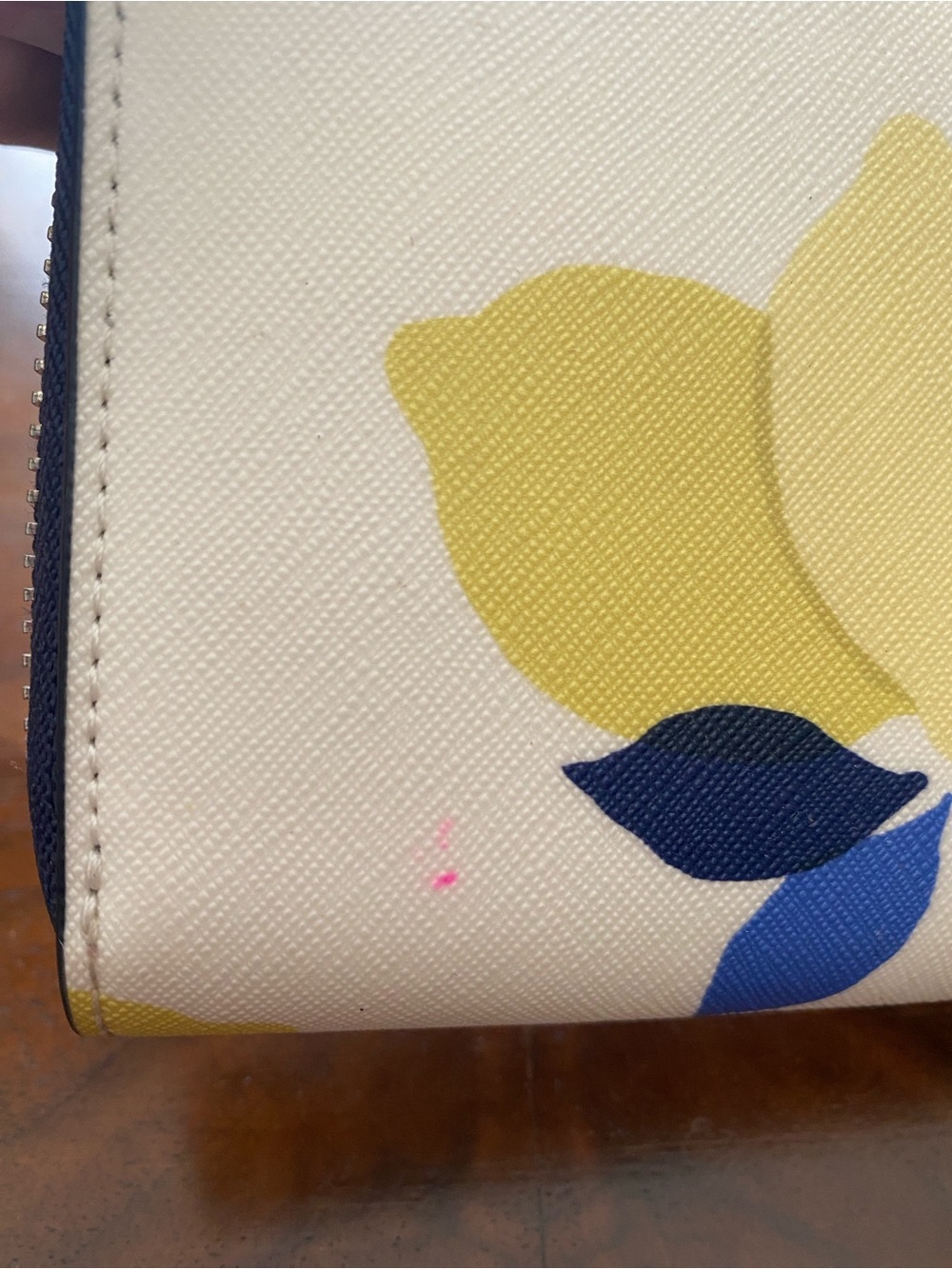 kate spade cream floral zip-around wallet with yellow blue and pink leaves - Picture 16 of 16